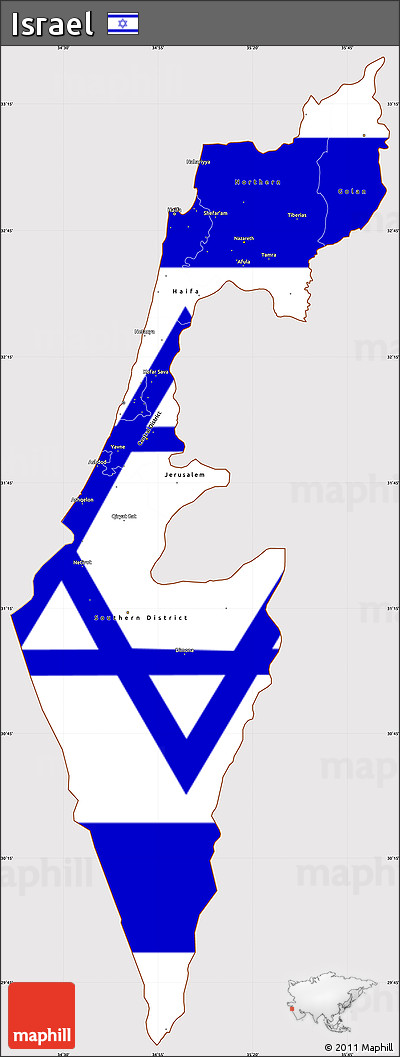 Flag Simple Map of Israel, flag centered