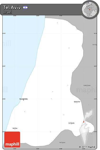 Gray Simple Map of Tel Aviv
