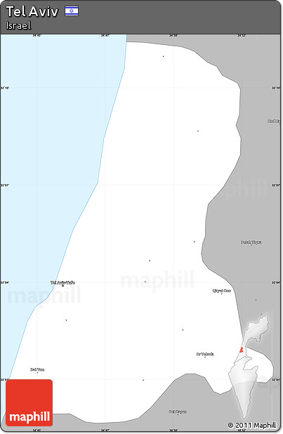 Gray Simple Map of Tel Aviv