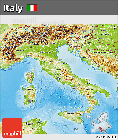 Physical 3D Map of Italy