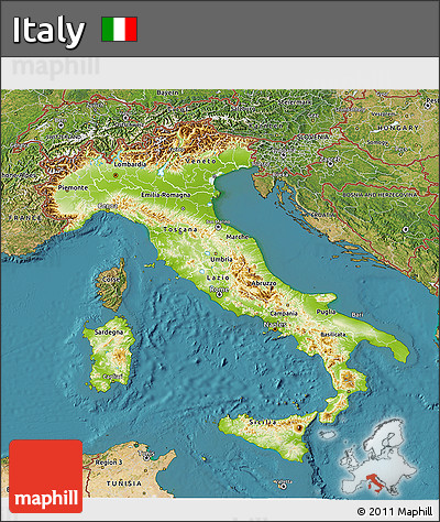 Physical 3D Map of Italy, satellite outside