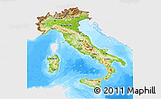 Physical 3D Map of Italy, single color outside, bathymetry sea