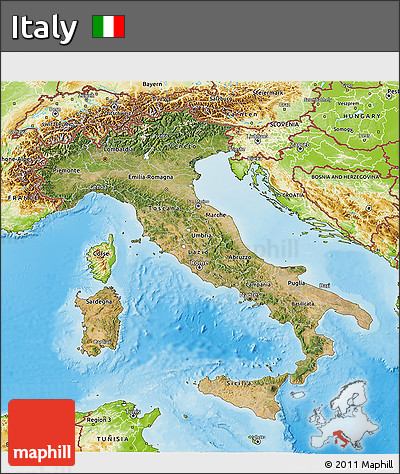 Satellite 3D Map of Italy, physical outside