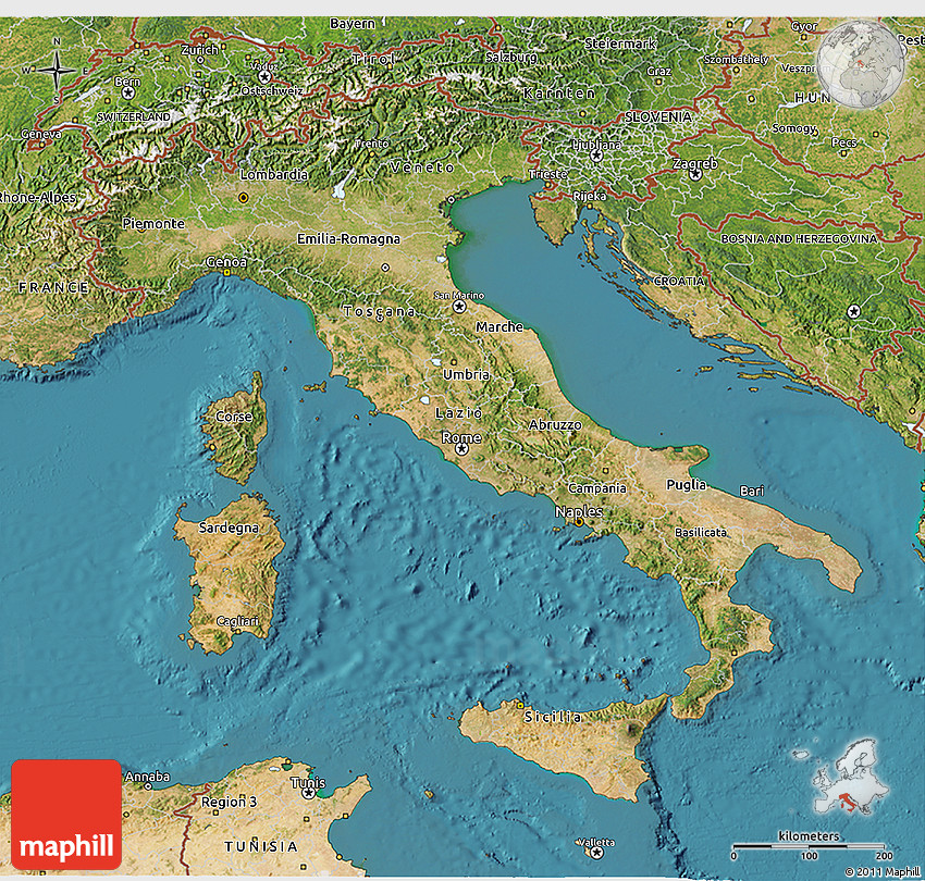 Satellite 3d Map Of Italy