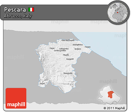 Gray 3D Map of Pescara, single color outside