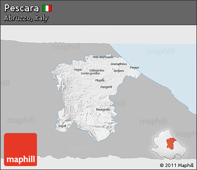 Gray 3D Map of Pescara, single color outside