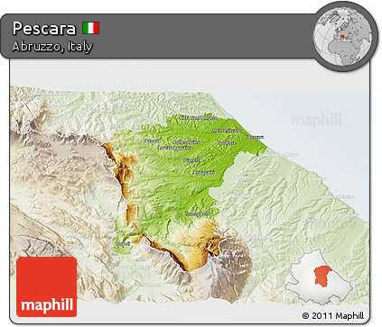 Physical 3D Map of Pescara, lighten