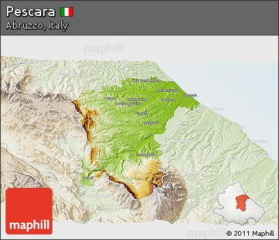 Physical 3D Map of Pescara, lighten