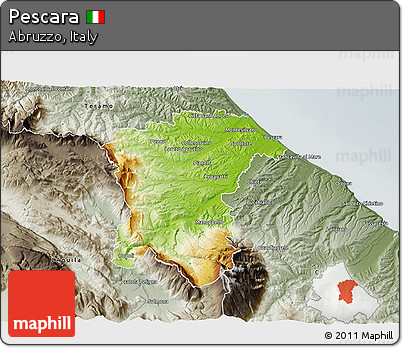 Physical 3D Map of Pescara, semi-desaturated