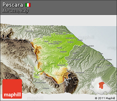 Physical 3D Map of Pescara, semi-desaturated