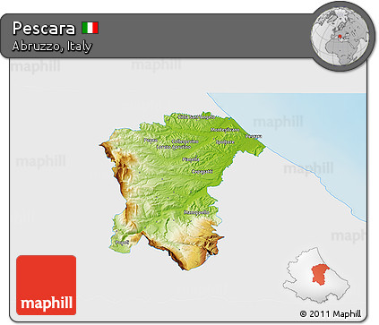 Physical 3D Map of Pescara, single color outside