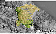 Satellite 3D Map of Pescara, desaturated