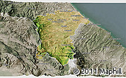 Satellite 3D Map of Pescara, semi-desaturated