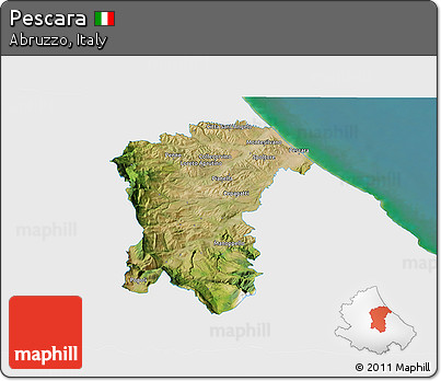 Satellite 3D Map of Pescara, single color outside