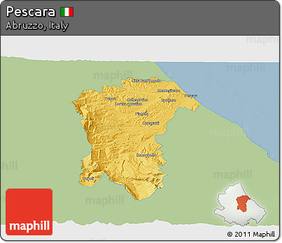 Savanna Style 3D Map of Pescara, single color outside