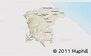 Shaded Relief 3D Map of Pescara, single color outside