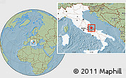 Savanna Style Location Map of Pescara, highlighted country, highlighted parent region, hill shading
