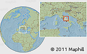 Savanna Style Location Map of Pescara, highlighted parent region, within the entire country, hill shading