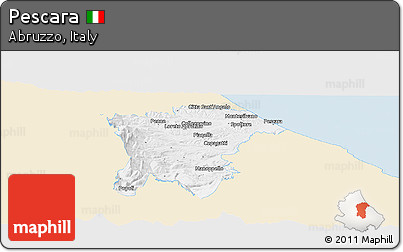 Classic Style Panoramic Map of Pescara, single color outside