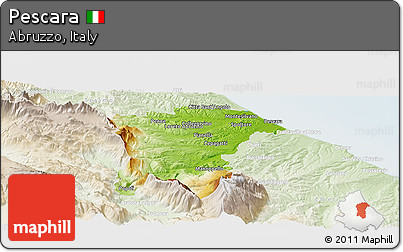 Physical Panoramic Map of Pescara, lighten