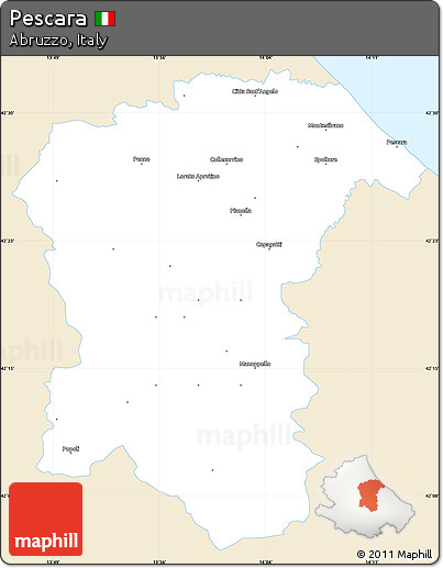 Classic Style Simple Map of Pescara, single color outside