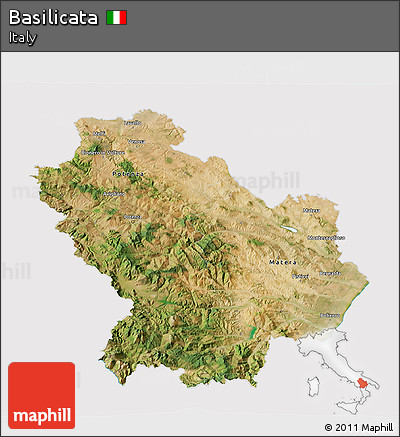Satellite 3D Map of Basilicata, cropped outside