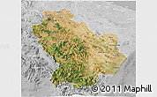 Satellite 3D Map of Basilicata, lighten, desaturated