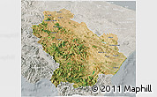 Satellite 3D Map of Basilicata, lighten, semi-desaturated