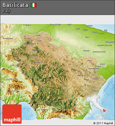 Satellite 3D Map of Basilicata, physical outside