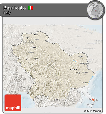 Shaded Relief 3D Map of Basilicata, lighten