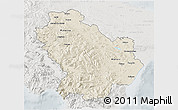 Shaded Relief 3D Map of Basilicata, lighten, semi-desaturated