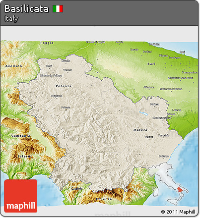 Shaded Relief 3D Map of Basilicata, physical outside