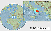 Savanna Style Location Map of Basilicata, hill shading