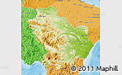 Physical Map of Basilicata, political shades outside