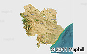 Satellite 3D Map of Matera, single color outside