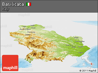 Physical Panoramic Map of Basilicata, single color outside
