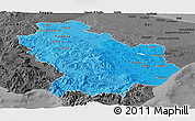 Political Shades Panoramic Map of Basilicata, darken, desaturated