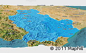 Political Shades Panoramic Map of Basilicata, satellite outside