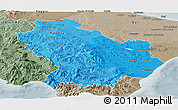 Political Shades Panoramic Map of Basilicata, semi-desaturated