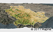 Satellite Panoramic Map of Basilicata, darken, semi-desaturated