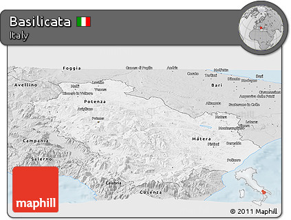 Silver Style Panoramic Map of Basilicata