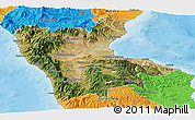 Satellite Panoramic Map of Cosenza, political outside