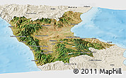 Satellite Panoramic Map of Cosenza, shaded relief outside