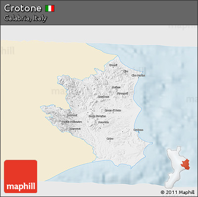 Classic Style 3D Map of Crotone, single color outside
