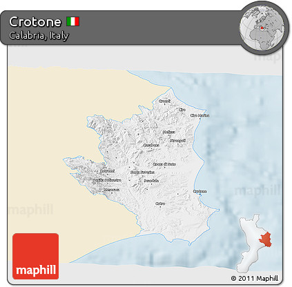 Classic Style 3D Map of Crotone, single color outside