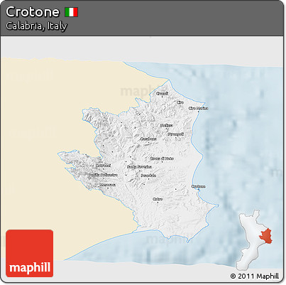 Classic Style 3D Map of Crotone, single color outside