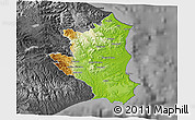 Physical 3D Map of Crotone, darken, desaturated