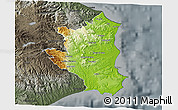 Physical 3D Map of Crotone, darken, semi-desaturated
