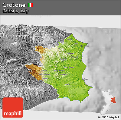 Physical 3D Map of Crotone, desaturated
