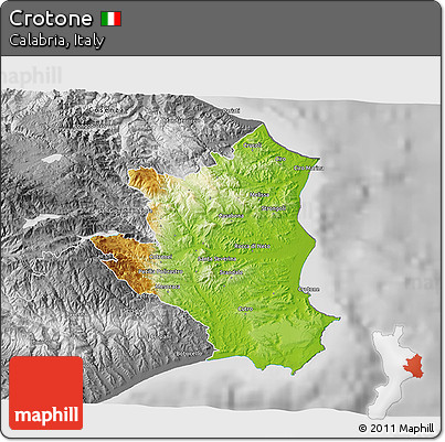 Physical 3D Map of Crotone, desaturated